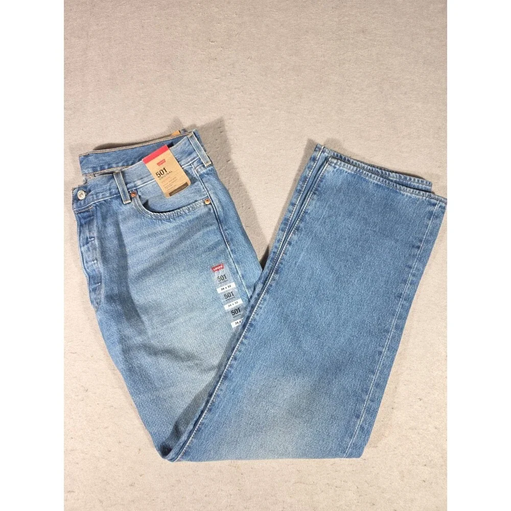 Levi's 501 Original Fit Men's Straight Leg Button Fly Denim Jeans 36x32 Cotton
